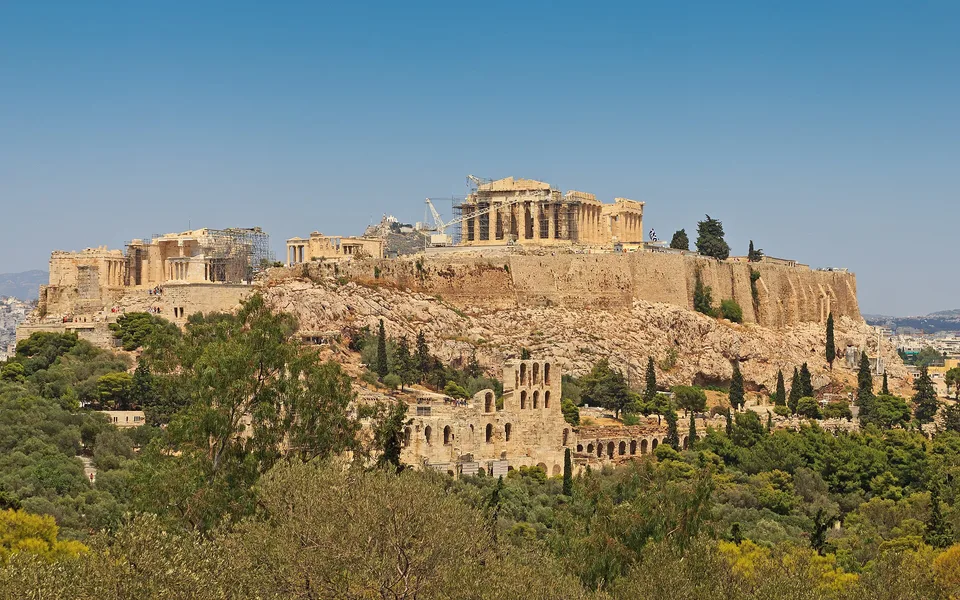 The Parthenon crowning the Acropolis of Athens, Greece.